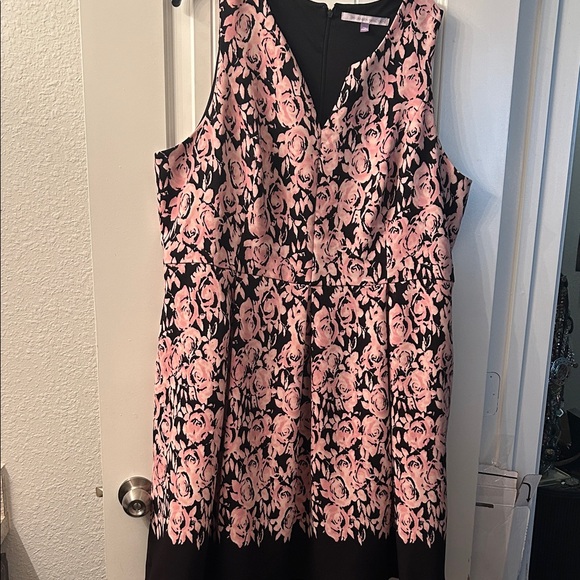Cottage Core Floral Pink and Black Sleeveless Dress - Picture 1 of 13